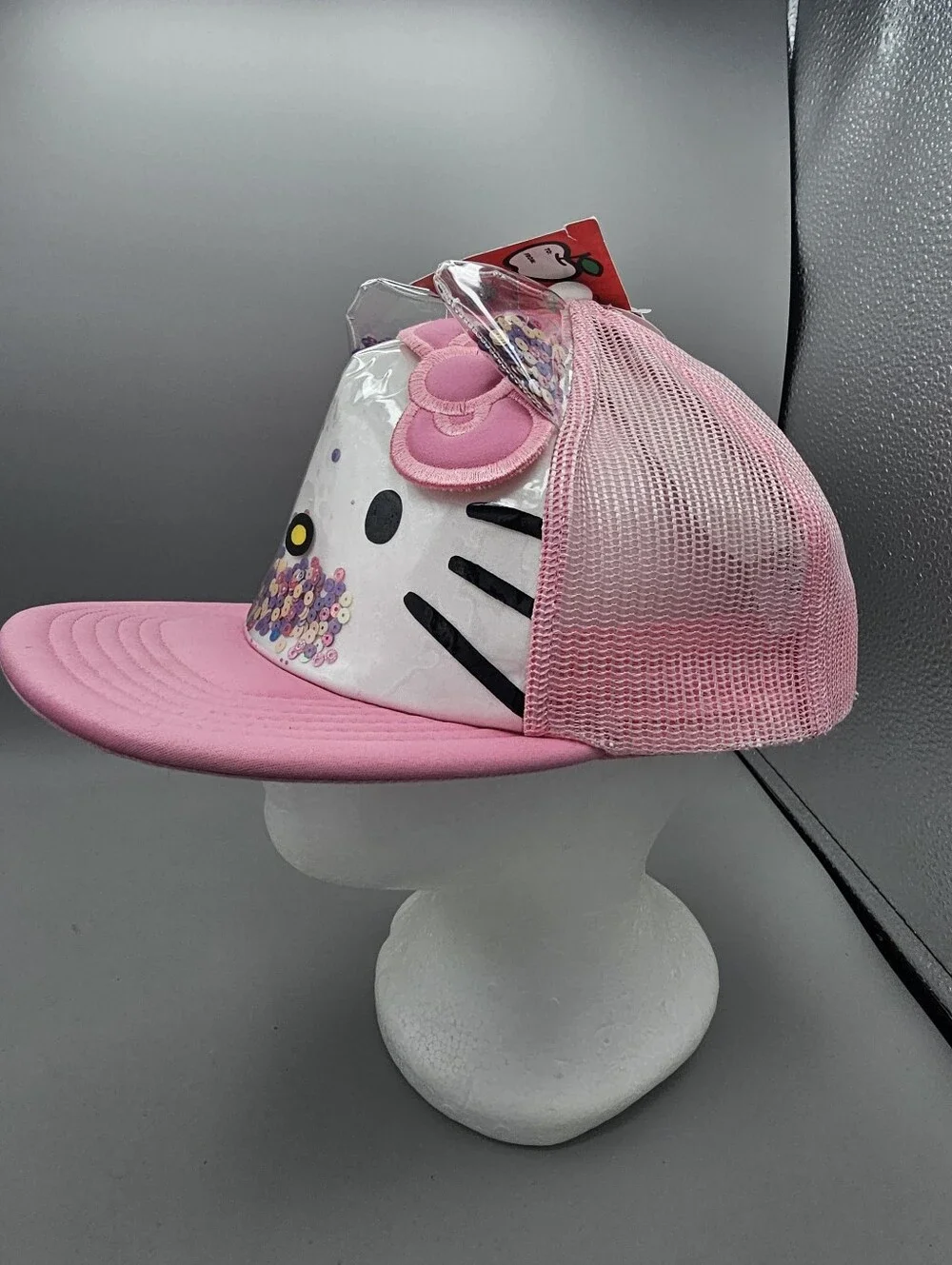 Hello Kitty 3D Ear Trucker Hat Pink Shaker Glitter Sequin Confetti Filled Sanrio